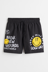 Smiley-print swim shorts