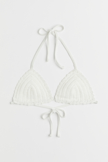 Crocheted-look triangle bikini top