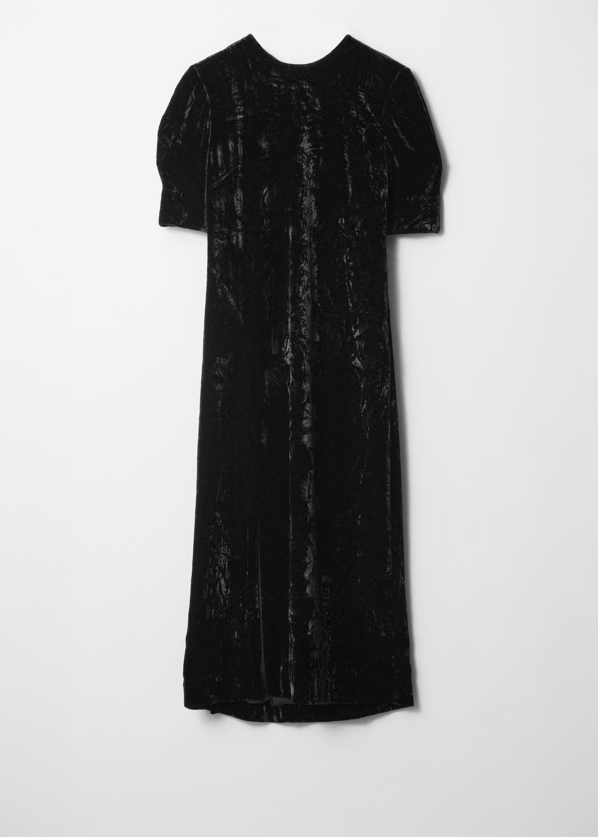 Velvet solid irregular one shoulder slit hollow out cut out midi dress