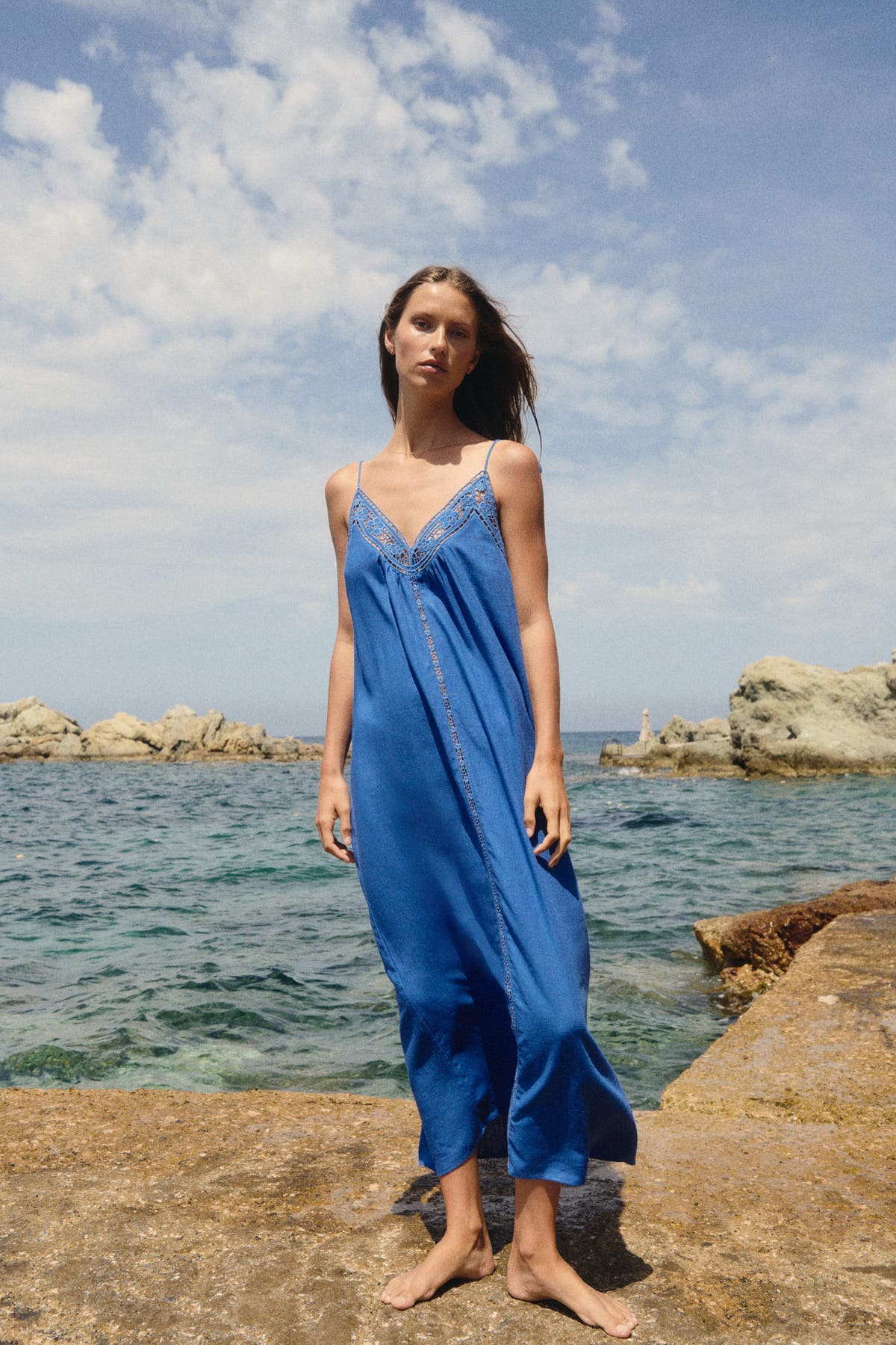 Dress borderie sand 26319